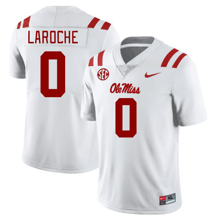 Ole Miss Rebels #0 Lucas Laroche College Football Jerseys Stitched Sale-White